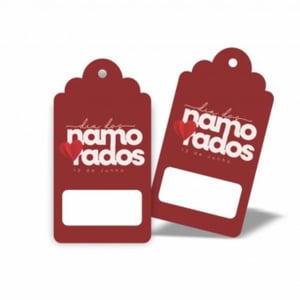 Tag Decorado Amor Triplex 250g/m² 9x5 4x4 - Frente e Verso Verniz UV Frente 1/0 Faca Padrão Impressão Offset