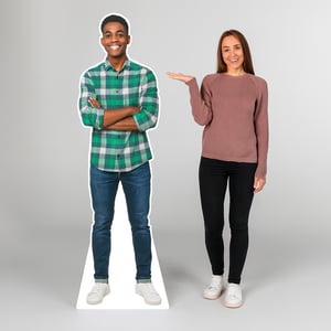 Totem Display Fotográfico | Tamanho Real Até 180x80cm de chão Formatura Festa Aniversário Decoração MDF 6mm  4x0 - Só Frente  Corte de Contorno com Borda Impressão Digital Eco Solvente