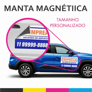MANTA MAGNÉTICA AUTOMOTIVA | Imã para Carro Imã automotivo Adesivado 35 X 46 CM 4x0 - Só Frente  Corte Reto Impressão Digital Eco Solvente