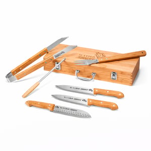 KIT CHURRASCO || ESTOJO DE BAMBU 6 PEÇAS   1/0 - Gravação Laser   