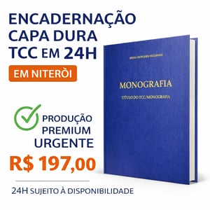 Encadernação Capa Dura TCC em 24h em Niterói – Entrega Rápida com Acabamento Premium Papelão 2.0 A4 Douração HotStamping Papel Percalux Costura e Lombada Quadrada | Gravação (somente texto) na Capa e Lombada 