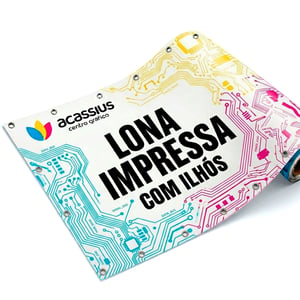 Lona Fosca 280g (trama 1000x1000) com ilhóses Lona 280g  4x0 Fosco Reforço e Ilhós 