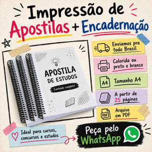 Apostilas A4  A4 (210 x 297 mm)    Desconto progressivo para maiores quantidades