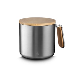 15080  Caneca Térmica 330ml Caneca parede dupla Inox. Tampa e cabo de Bambu 8,7 x 12,6 cm - Capacidade 330ml Personalização a sua escolha!   Mínimo 20 unidades