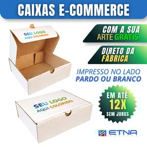 Caixa E-Commerce Papelão Microondulado 16x8x11 cm (LxAxP) CMYK Impressão Digital Encaixe 512x318 mm Aberta