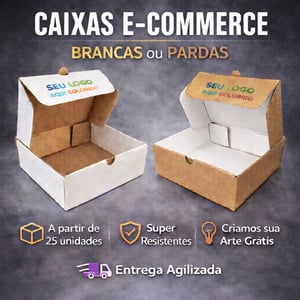 Caixa E-Commerce Papelão Microondulado 20x7x16 cm (LxAxP) CMYK Impressão Digital Encaixe 602x334 mm Aberta