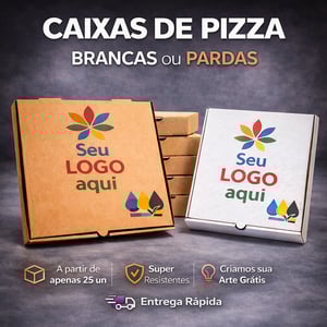 Caixa de Pizza Papelão Microondulado 30x4x30 cm (LxAxP) CMYK Impressão Digital Encaixe 767x381 mm Aberta