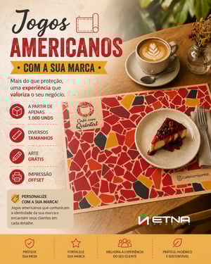 Jogos Americanos Jogos Americanos 21,5 x 30 cm CMYK/Pantone Impressão Offset Corte Reto Impresso 1 lado