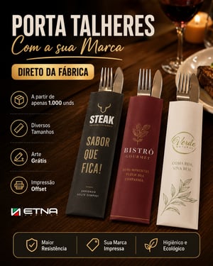 Porta Talheres Porta Talher 7,7x23,5 cm CMYK/Pantone Impressão Offset Corte/Colagem Pacote