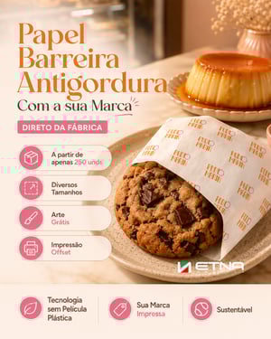 Papel Antigordura Papel Barreira 35 gr/m² 22x22 cm CMYK/Pantone Impressão Offset Corte Reto Pacote