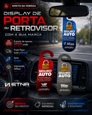 Display Porta/Retrovisor Display Porta/Retovisor 6,4x 19,4 cm 4x4 cores Impressão Offset Corte com Faca Padrão Colorido 2 lados