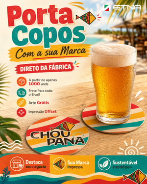 Porta Copos Porta Copos 7,5x7,5 (cm) CMYK/Pantone Impressão Offset Corte com Faca Padrão Impresso dos 2 lados