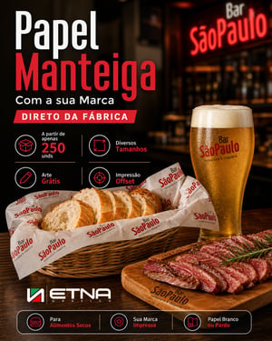 Papel Manteiga Papel Manteiga 35 gr/m² 30x64 cm CMYK/Pantone Impressão Offset Corte Reto Pacote