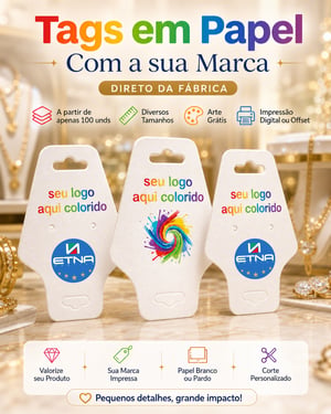 Tags Papel Triplex 250 gr ou Kraft 240 gr 5 x 10 (cm) CMYK Impressão Digital Corte Digital Frente ou Frente/Verso