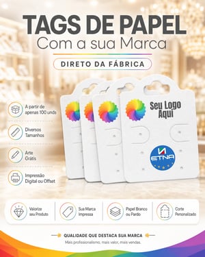 Tags Papel Triplex 250 gr ou Kraft 240 gr 5 x 5 (cm) CMYK Impressão Digital Corte Digital Frente ou Frente/Verso