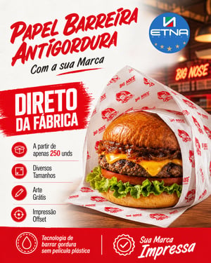 Papel Antigordura Papel Barreira 35 gr/m² 31x33 cm CMYK/Pantone Impressão Offset Corte Reto Pacote