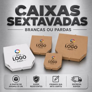 Caixa Sextavada Papelão Microondulado 20x3,6x20 cm (LxAxP) CMYK Impressão Digital Encaixe 521x282 mm Aberta