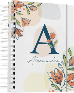 Agenda 2027 Alfabeto Floral Capa Dura 15x21cm Modelo 9 Laminação Wire-o Agenda de design padrão - Capa personalizada com nome e inicial. Miolo floraL 350 páginas 4/4 padrão.