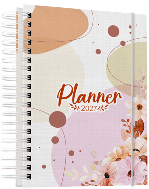 Planner 2026 Capa Dura 18x25cm Rosa Laminação Wire-o Modelo 1