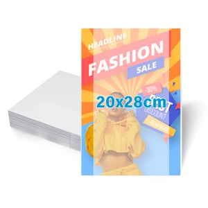 Flyers / Folhetos Couchê 90g 20x28cm 4x0 Sem verniz Corte Reto 