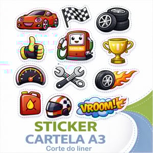 STICKERS CARTELA A3 (CORTE DO LINER) Adesivo Vinil Branco 010 A3 ( 29,7 x 42 cm ) 4x0  Corte Contorno Corte do Liner (STICKER)