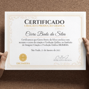 Certificado A3 Couchê 300g Frente Colorida Sem Verniz