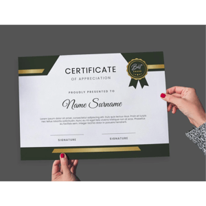 Certificado A3 Couchê 300g Frente Colorida UV Total Frente