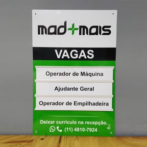 Placa admite-se vagas em aberto 40x60 cm com 3 cargos