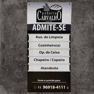 Placa admite-se vagas em aberto 40x85 cm com 5 cargos