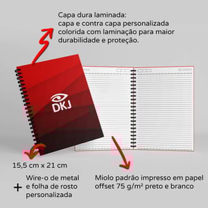 Caderno empresarial personalizado A5 capa dura e wire-o