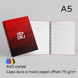 Caderno empresarial personalizado A5 capa dura e wire-o