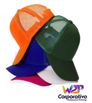 18986 - Bone / Boné Poliéster Aba Curva com Tela com costura na Frente