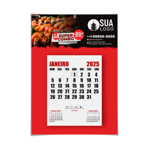 Calendário de parede com folhas destacáveis