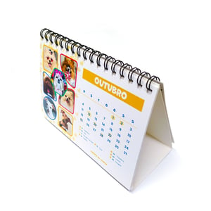 Calendário de mesa sem impressão na base 4X4 couchê 170g