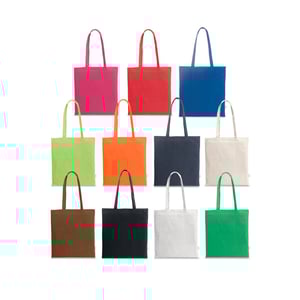 Sacola em 70% algodão reciclado e 30% poliéster reciclado (180 g/m²) sem tingimento      
