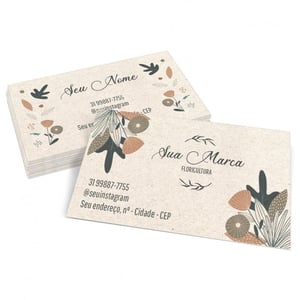 Cartão de Visita Reciclato Papel Reciclato 240g 9x5cm -Tamanho Padrão Apenas a Frente Colorida ou Frente e Verso Coloridos Sem Verniz ou Laminação Fosca Corte padrão ou Especial 