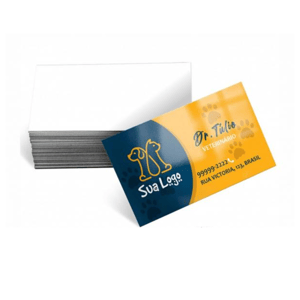 Cartão de Visita Supremo Brilho Papel Supremo 300g 9x5cm -Tamanho Padrão Apenas a Frente Colorida ou Frente e Verso Coloridos Sem Verniz ou UV Total Frente Corte padrão ou Especial 