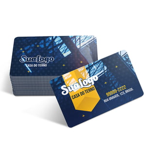 Cartão de Visita em PVC 0,5mm - Cristal com Frente e Verso Coloridos PVC 0,5mm - Cristal 8,5x5,4cm Frente e Verso Coloridos Verniz Cristal Frente e Verso ou Verniz Cristal Frente e Verso Cantos Arredondados 