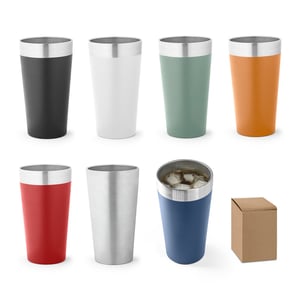 Copo de viagem em aço inox térmico, com parede dupla isolada a vácuo 540 mL      