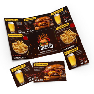 Folha Cupom de Desconto com 9 Cupons Couchê 150g Frente Colorida Couchê 150g 21x21cm 4x0 - Apenas a Frente Colorida Sem Verniz Serrilha - Cupom de Desconto 