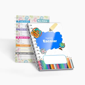 Agenda Escolar 2026 Capa Dura, 15x21cm, Capa 4/0, Laminação, Wire-o, O MIOLO É PADRÃO ESCOLAR - 130 páginas. Somente capa é personalizada.
