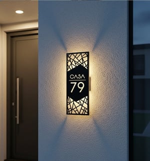 Placa Numérica em ACM ACM 3mm 46x16cm | 55x20cm | 66x23cm | 75x27cm |  85x30cm Preto Fosco, Preto Brilho, Branco Fosco, Prata ou Personaliza ( Impressão UV + Verniz PU) Pintura Poliéster Corte Especial Sem Iluminação, Com Iluminação LED