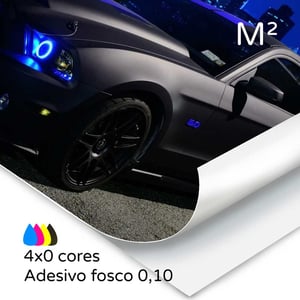 Vinil adesivo fosco 0,10 Vinil adesivo 0,10 mm M² personalizado 4x0 cores (colorido frente e verso sem impressão) Fosco Opção de refile manual Sem opção de extras
