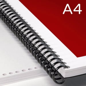 Encadernação com espiral plástica Espiral plástica A4 Não se aplica Sem revestimento Perfuração do papel Capa em PP cristal e contra capa em PP preto