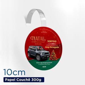 Wobbler 10 cm Papel Couchê 300g 10 cm 4x0  Corte redondo com faca Haste cristal colada