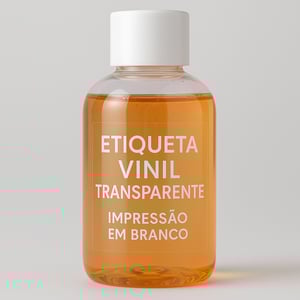 ETIQUETA ADESIVA VINIL TRANSPARENTE COM TINTA BRANCA Vinil Transparente Personalizado Colorido Frente + Branco (5x0) Laminação Brilho | Laminação Fosca | Sem Laminação Corte Reto | Redondo | Oval | Cantos Redondos | Formato Especial Impressão Com Tinta Branca