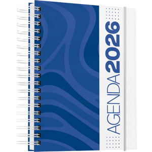 Agenda 2026 Comercial Executiva Capa Dura 15x21cm Azul Laminação Wire-o Agenda de design padrão - não personalizável.