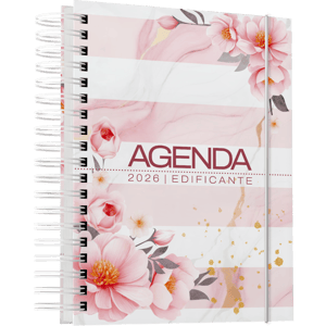 Agenda 2026 Floral Edificante Capa Dura 15x21cm Modelo 7 Laminação Wire-o Agenda de design padrão - não personalizável.