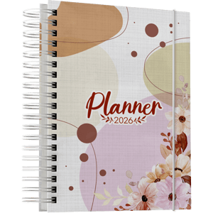 Planner 2026 Capa Dura 18x25cm Rosa Laminação Wire-o Modelo 1
