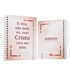 Agenda 2026 floral edificante modelo 03 Capa dura revestida com vinil adesivo e laminação fosca e miolo colorido em papel offset 75 g/m² 15,5 x 21 cm Capa, contra capa e miolo colorido Fosco ou brilho Wire-o Elástico e ilhoses e personalização com nome